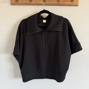 Zella Black Short-Sleeve Zip Hoodie